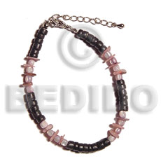black 4-5mm coco Pokalet  troca beads & hammershell sq/ cut. - Coco Bracelets