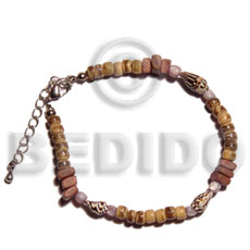 tan sq. cut/4-5mm coco Pokalet. tiger/beads & nassa tiger combination - Coco Bracelets