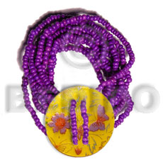 10 layers elastic violet 2-3mm  coco Pokalet.  35mm round  handpainted MOP - Coco Bracelets