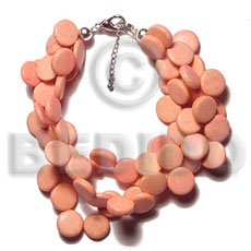 hand made 3 rows peach coco sidedrill Coco Bracelets
