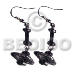 hand made Dangling single row black coco Coco Earrings
