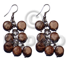 hand made Dangling 10mm natural brown coco Coco Earrings