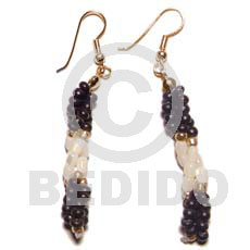 Dangling twisted troca rice beads Coco Earrings