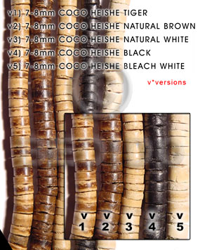 7-8mm Coco Heishe Bleached White