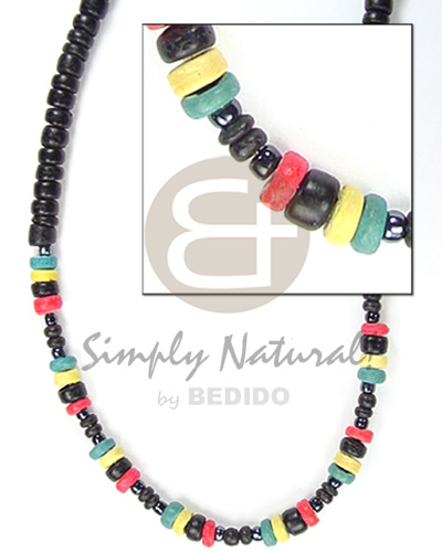 2-3mm black  c. Pokalet blk/4-5mm rasta combinationnation - Coco Necklace