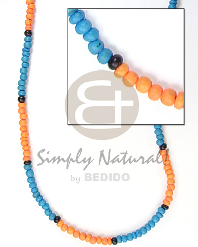 hand made 2-3mm coco pokalet turq blue mango Coco Necklace