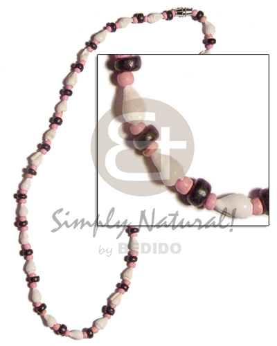 nassa white  4-5mm/ 2-3mm black/pink coco Pokalet. combination - Coco Necklace