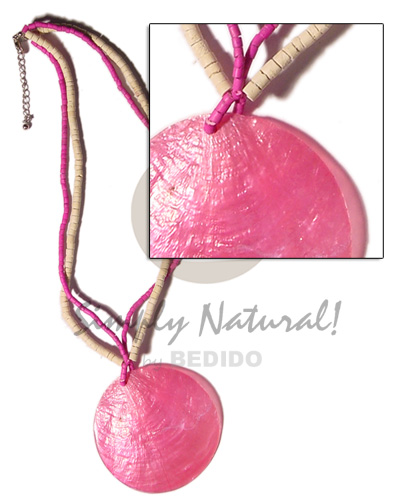 hand made 50mm pink capiz shell pendant Coco Necklace