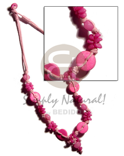 hand made Pink buri seeds and coco Coco Necklace
