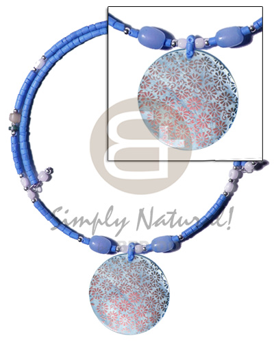 Aqua blue 2-3mm coco heishe Coco Necklace