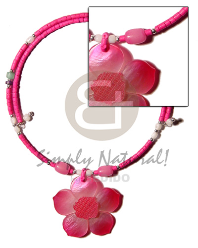 hand made Pink 2-3mm coco heishe wire Coco Necklace