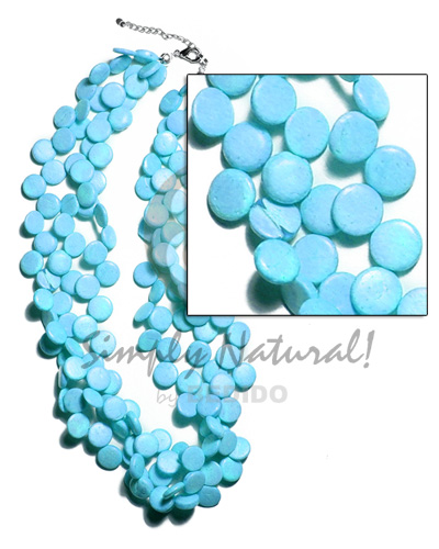 3 layers 10mm aqua blue coco sidedrill - Coco Necklace