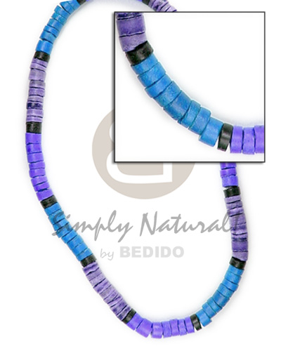 hand made 4-5mm coco heishe blue lilac violet combination Coco Necklace