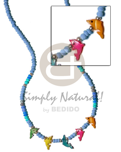 hand made 2-3mm coco pokalet. in blue Coco Necklace