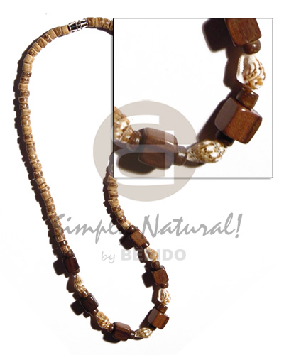 4-5mm coco Pokalet. tiger  diced camagong/nassa tiger wood combination - Coco Necklace