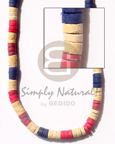 7-8 coco heishe / bleach / maroon /red/dark blue - Coco Necklace