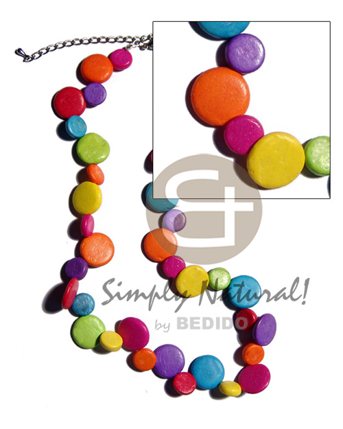 single row multicolored coco sidedrill  10mm & 15mm  / alternate - Coco Necklace