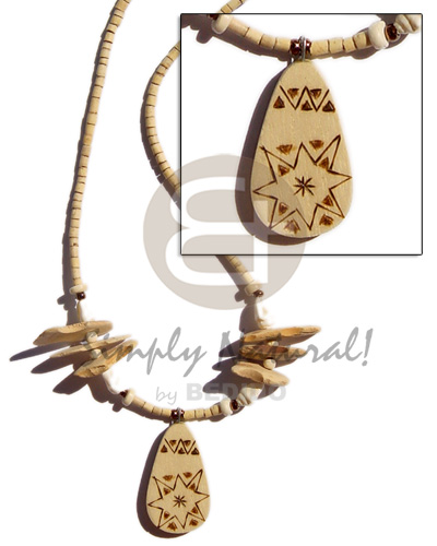 2-3 heishe nat.  burning pendant / nassa / coco nuggets - Coco Necklace