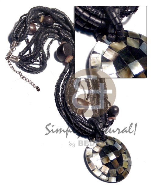 hand made 6 layers 2-3mm black coco Coco Necklace