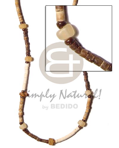 2-3 coco heishe combination  horn amber nuggets - Coco Necklace