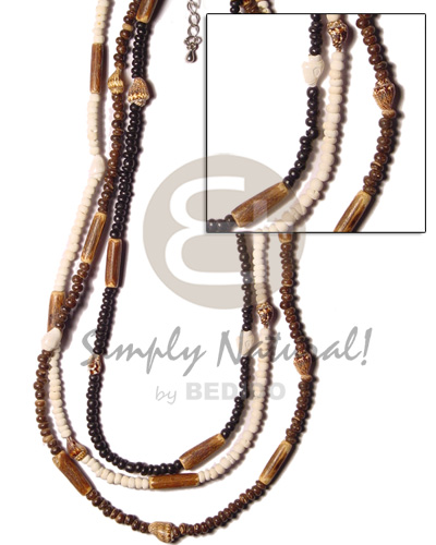 3 rows 2-3 pokalet black/bleach/brown  nassa/sig-ed - Coco Necklace