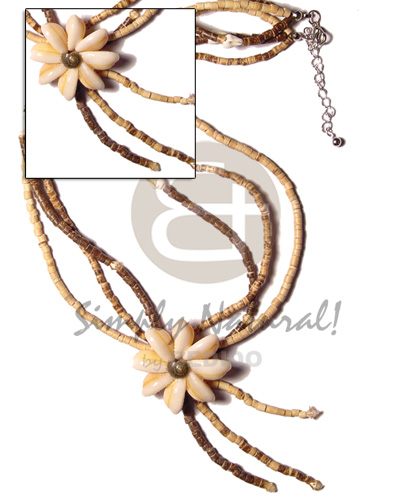 hand made 3 rows 2-3 coco heishe Coco Necklace