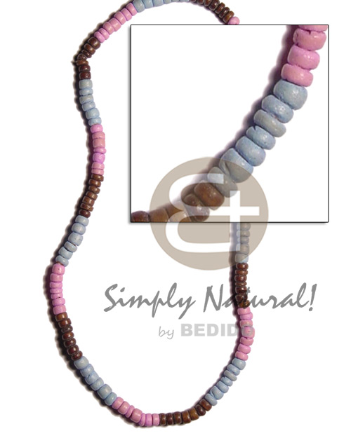 4-5mm pink/aqua blue/nat brown combination coco pokalet - Coco Necklace