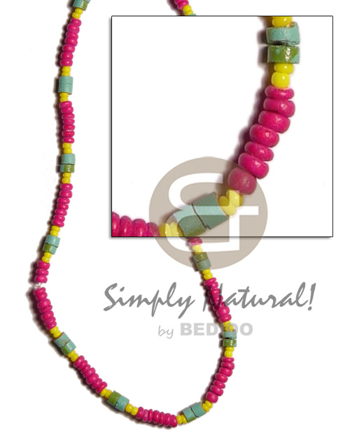 Fuschia pink yellow 2-3mm coco Coco Necklace