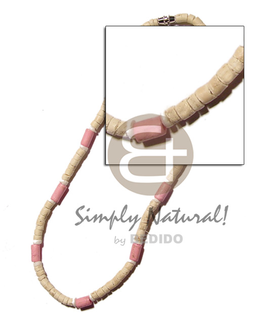 hand made Pink wood tube 4-5 Coco Necklace