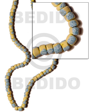 4-5mm coco Pokalet. subdued yellow  splashing - Coco Pokalet Beads