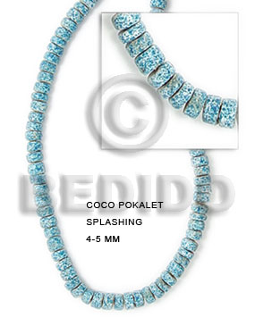 4-5 coco Pokalet. marblized aqua blue  splashing - Coco Splashing Beads
