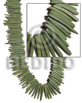 coco indian stick 2 inch / olive green - Coco Stick Beads