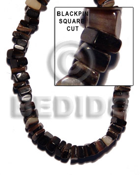 Square cut black pin Crazy Cut Shell Beads