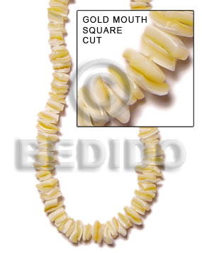 hand made Gold mouth square cut Crazy Cut Shell Beads