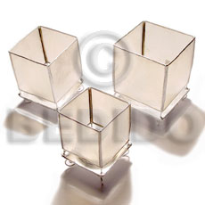 square capiz candle holder / 3 sizes ( set of 3 ) - Gifts & Home Table Decor Set