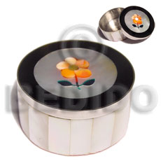 hand made Inlaid troca black tab round pillbox Gifts & Home Table Decor Set