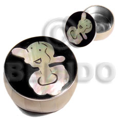 stainless metal round  casing in inlaid  troca shell & blacktab/olive oyl design - Gifts & Home Table Decor Set