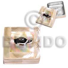 stainless square metal casing  inlaid troca shell / turtle design from asstd. shells - Gifts & Home Table Decor Set