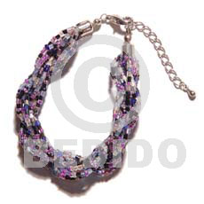 hand made 12 rows lavender blue green twisted Glass Beads Bracelets
