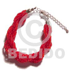 12 rows red twisted glass beads - Glass Beads Bracelets