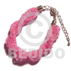12 Rows Pink Twisted Glass