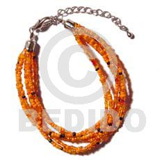 6 rows orange multi layered glass beads - Glass Beads Bracelets