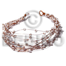 8 rows copper wire cuff Glass Beads Bracelets