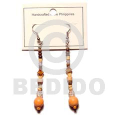 Orange Dangling Wood Beads