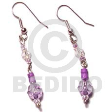 hand made Dangling lavender 4-5 coco pokalet Glass Beads Earrings