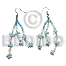 Dangling white rose multicolored Glass Beads Earrings