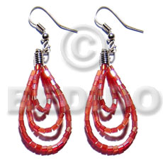 Dangling looped red cut beads Glass Beads Earrings