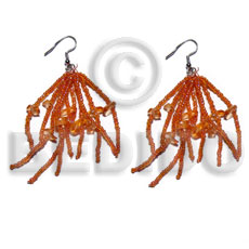 dangling orange glass beads  resin nuggets - Glass Beads Earrings