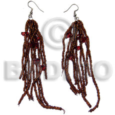 dangling brown glass beads  resin nuggets - Glass Beads Earrings