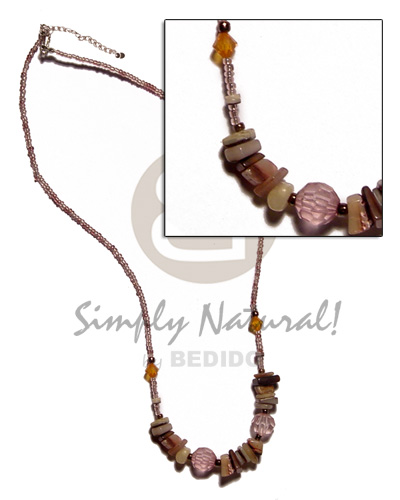 glass beads  brownlip nuggets accent - Glass Beads Necklace